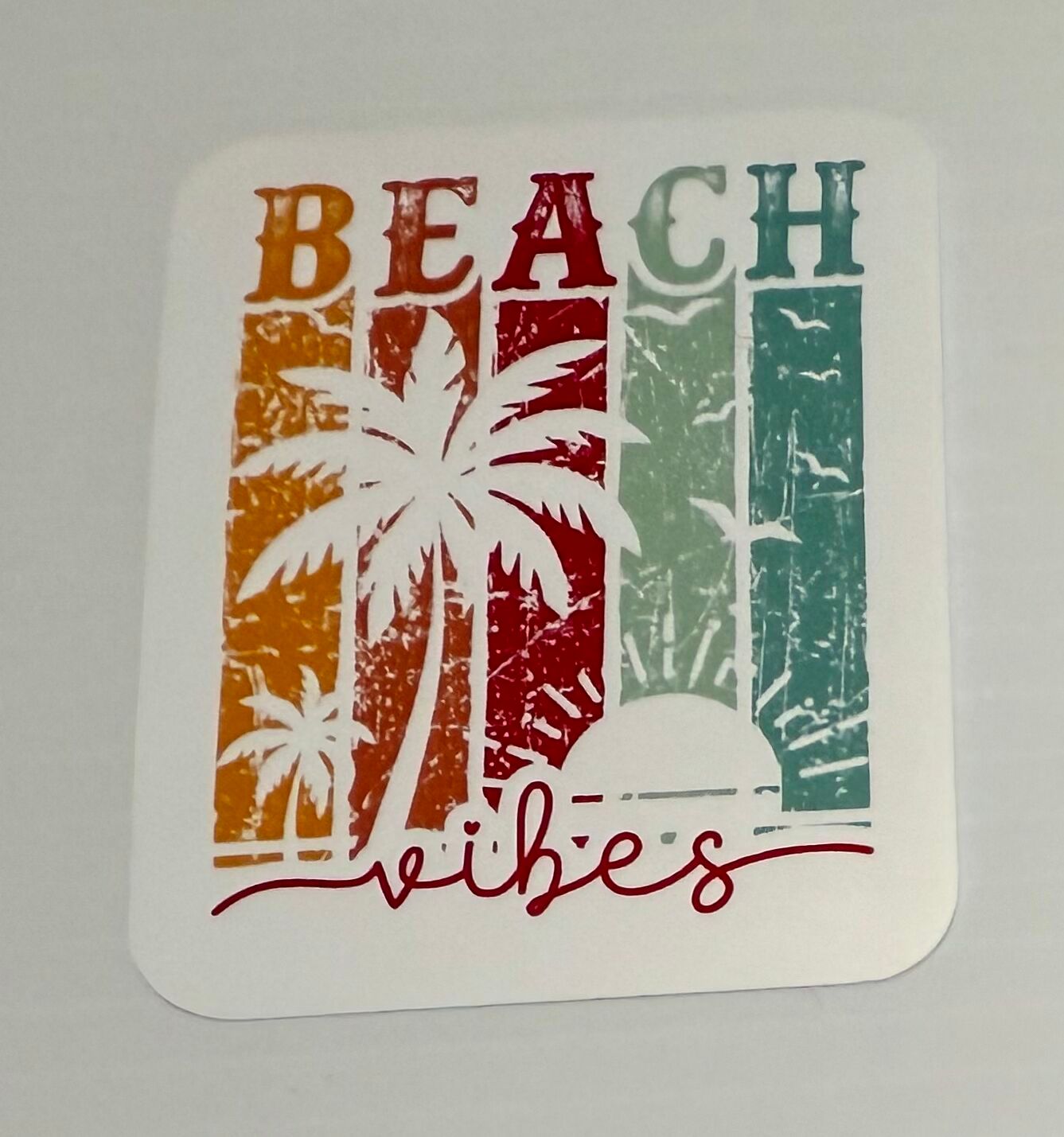 3" Beach Vibes Vinyl Sticker White (Pack of 2)