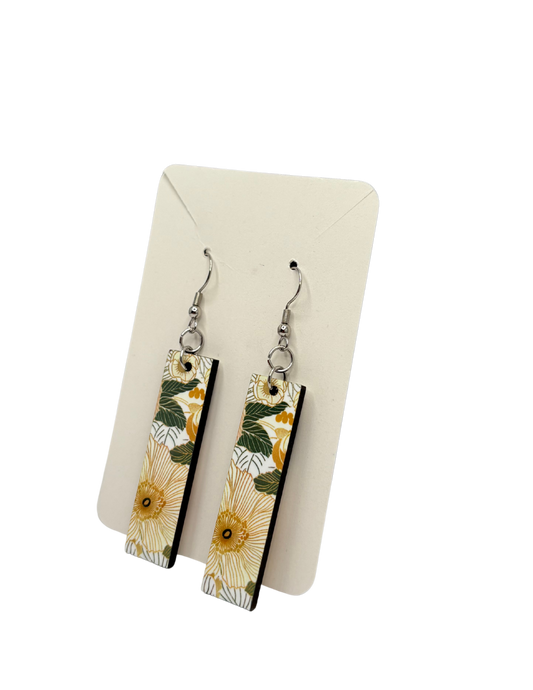 Green and Yellow Rectangle Earrings