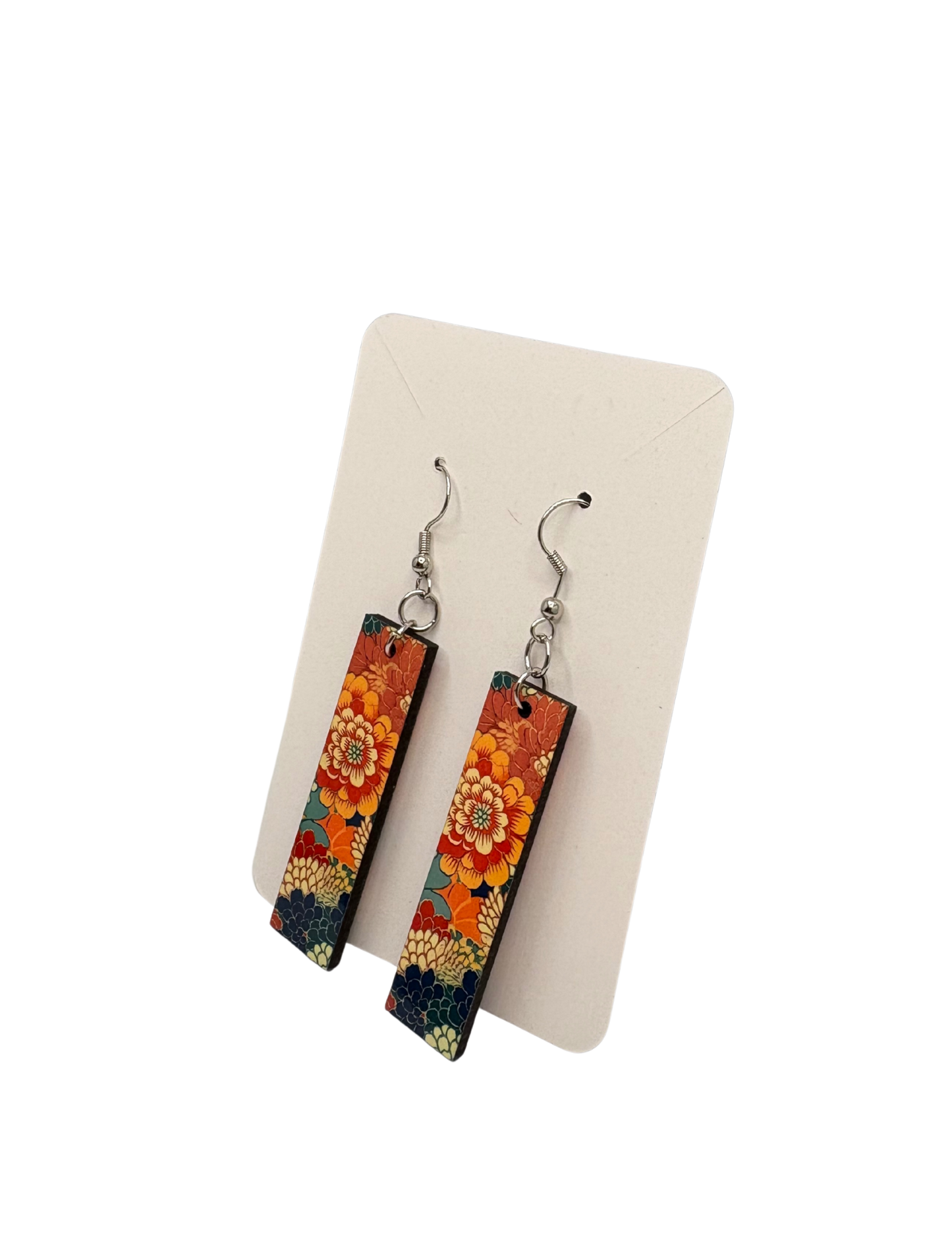Warm Color Flower Earrings Rectangle