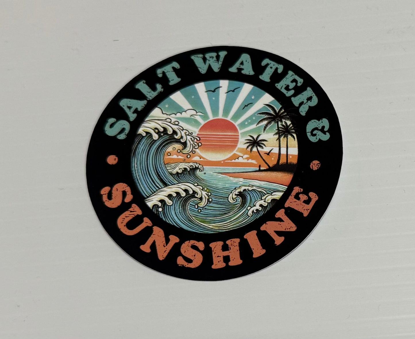 3'' Salt Water and Sunshine Black Vinyl Sticker (Pack of 2)
