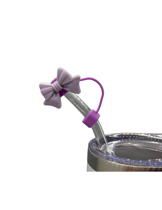 Purple Bow Straw Topper