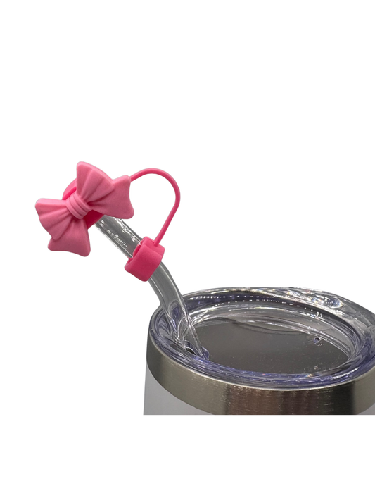 Pink Bow Straw Topper