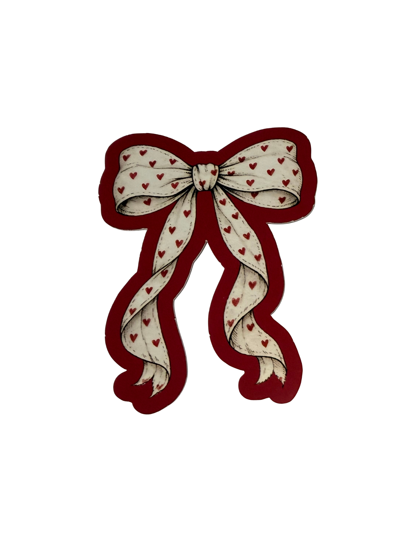 3" Cream Bow With Hearts Red Background Vinyl Sticker (Pack of 2)