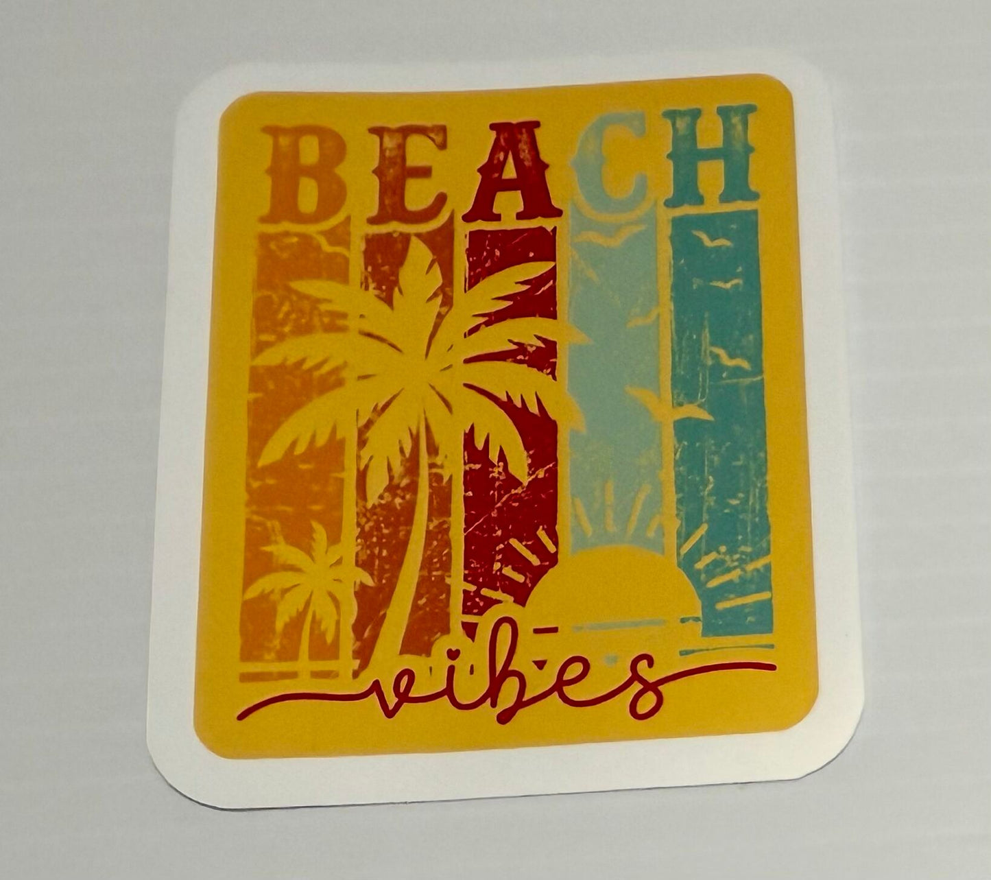 3" Yellow Beach Vibes Vinyl Sticker (Pack of 2)