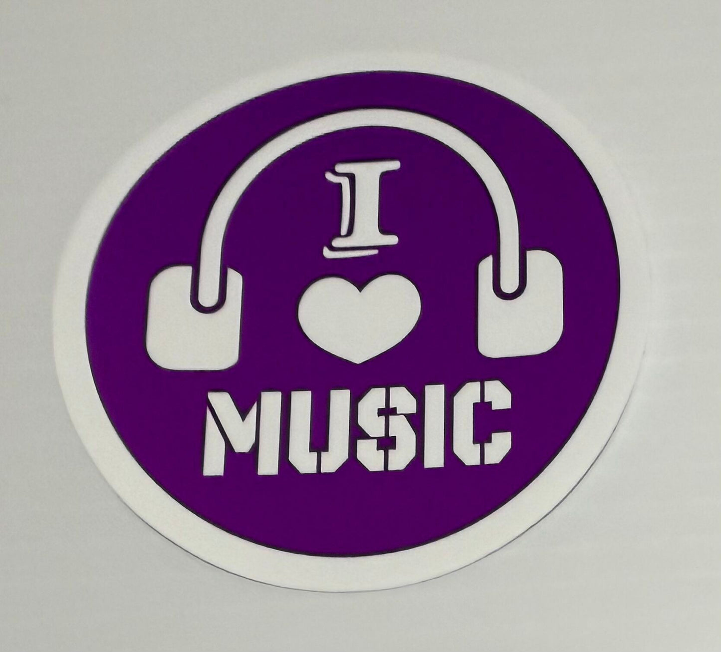 3" I Love Music Purple Vinyl Sticker (Pack of 2)