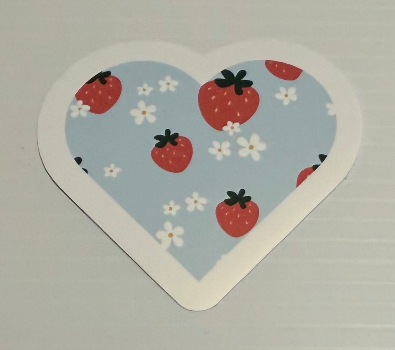 3" Blue Strawberry Heart Vinyl Sticker (Pack of 2)