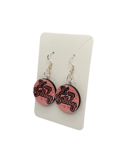 Its my Birthday Pink Circle Earrings