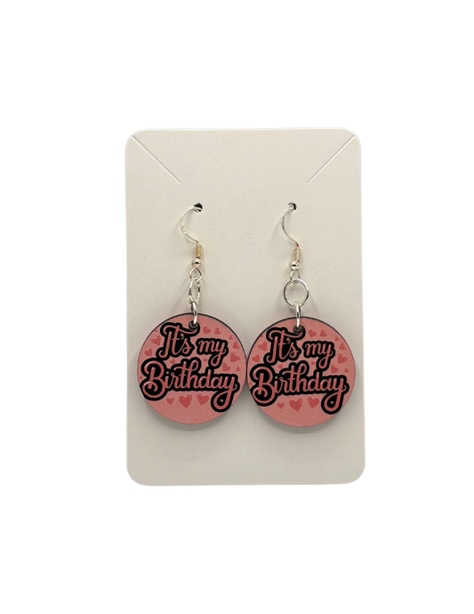 Its my Birthday Pink Circle Earrings