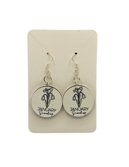 January Birth Flower Circle Earrings
