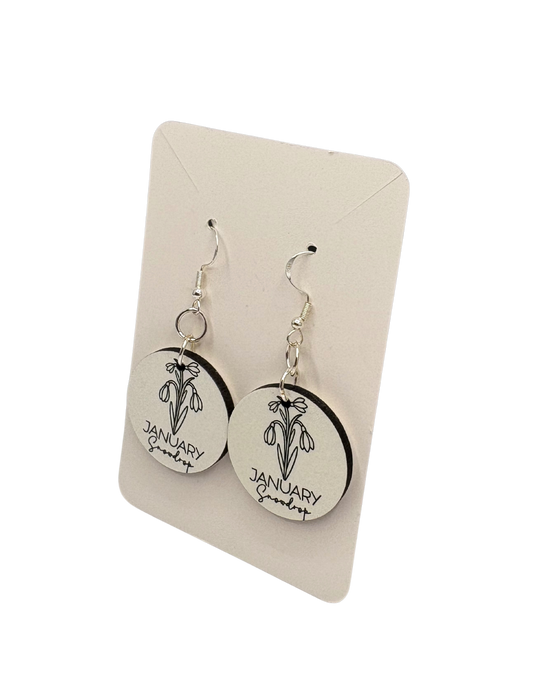 January Birth Flower Circle Earrings