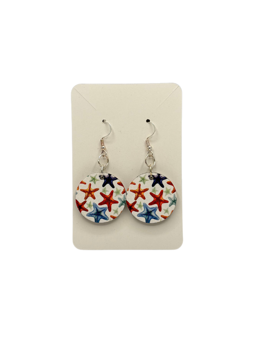 Colorful Starfish Earrings Circle