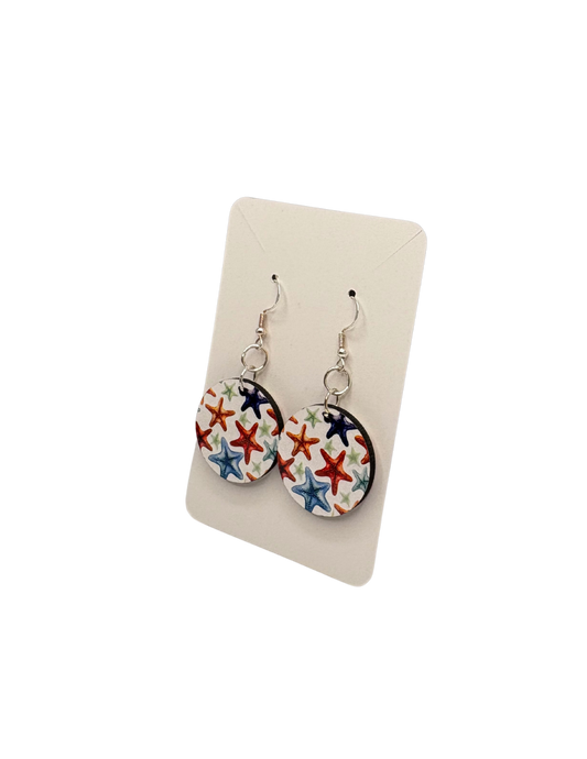 Colorful Starfish Earrings Circle