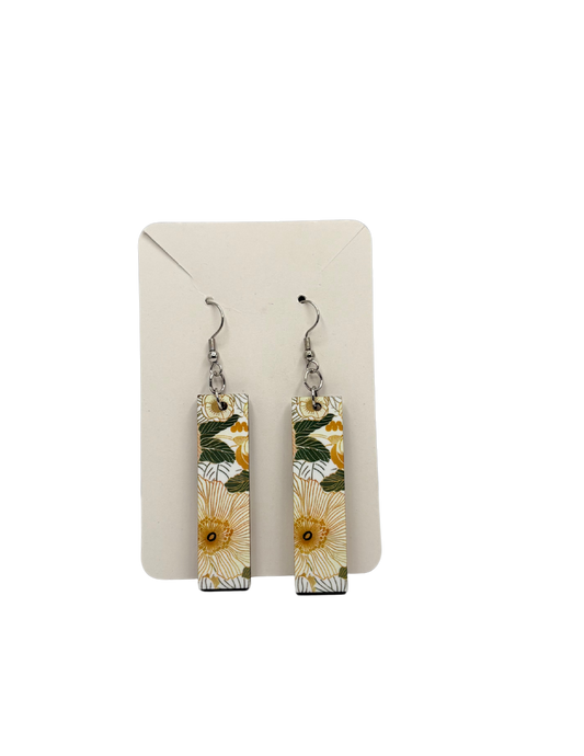 Green and Yellow Rectangle Earrings
