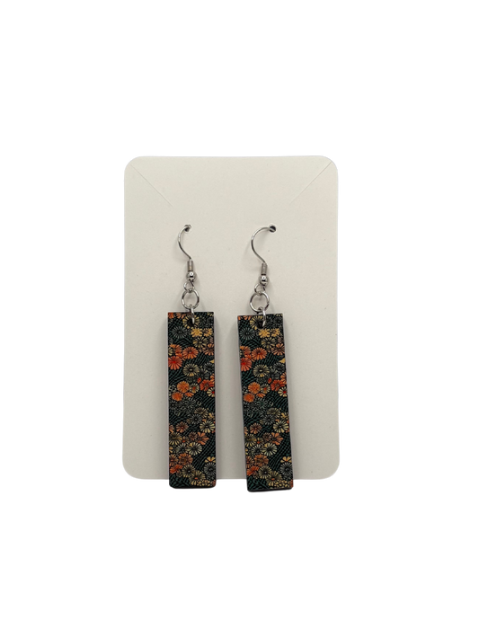 Green and Orange Rectangle Earrings