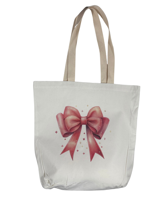 Pink Bow Canvas Tote Bag 1