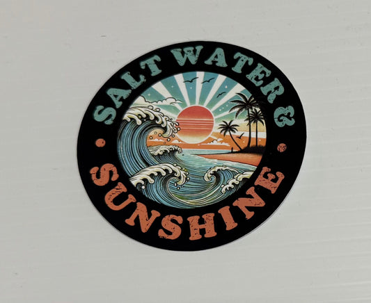 3'' Salt Water and Sunshine Black Vinyl Sticker (Pack of 2)