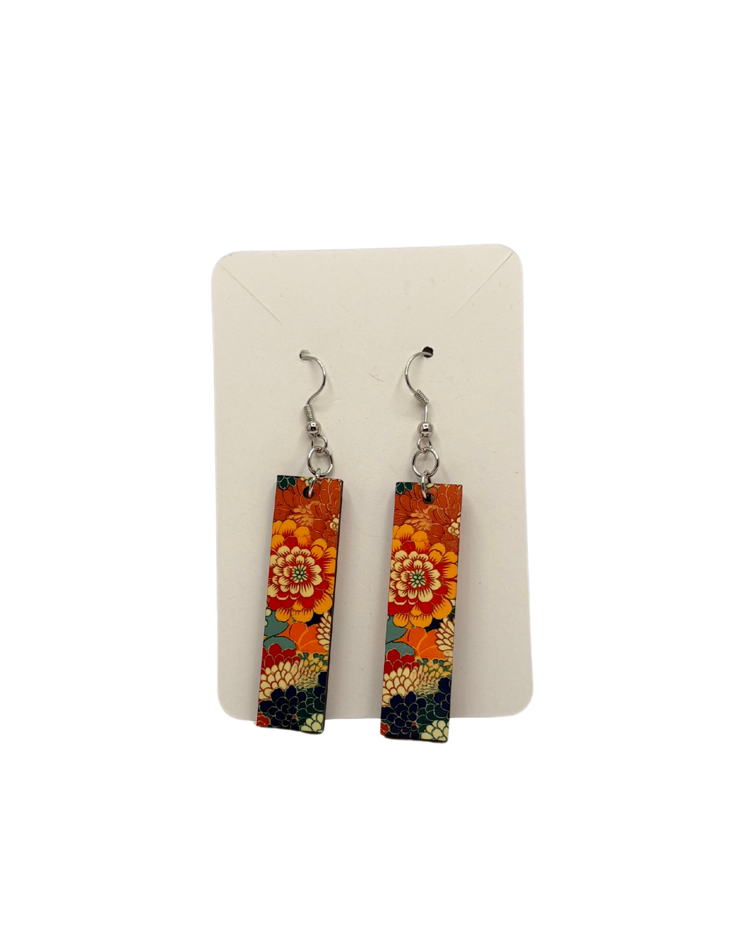 Warm Color Flower Earrings Rectangle