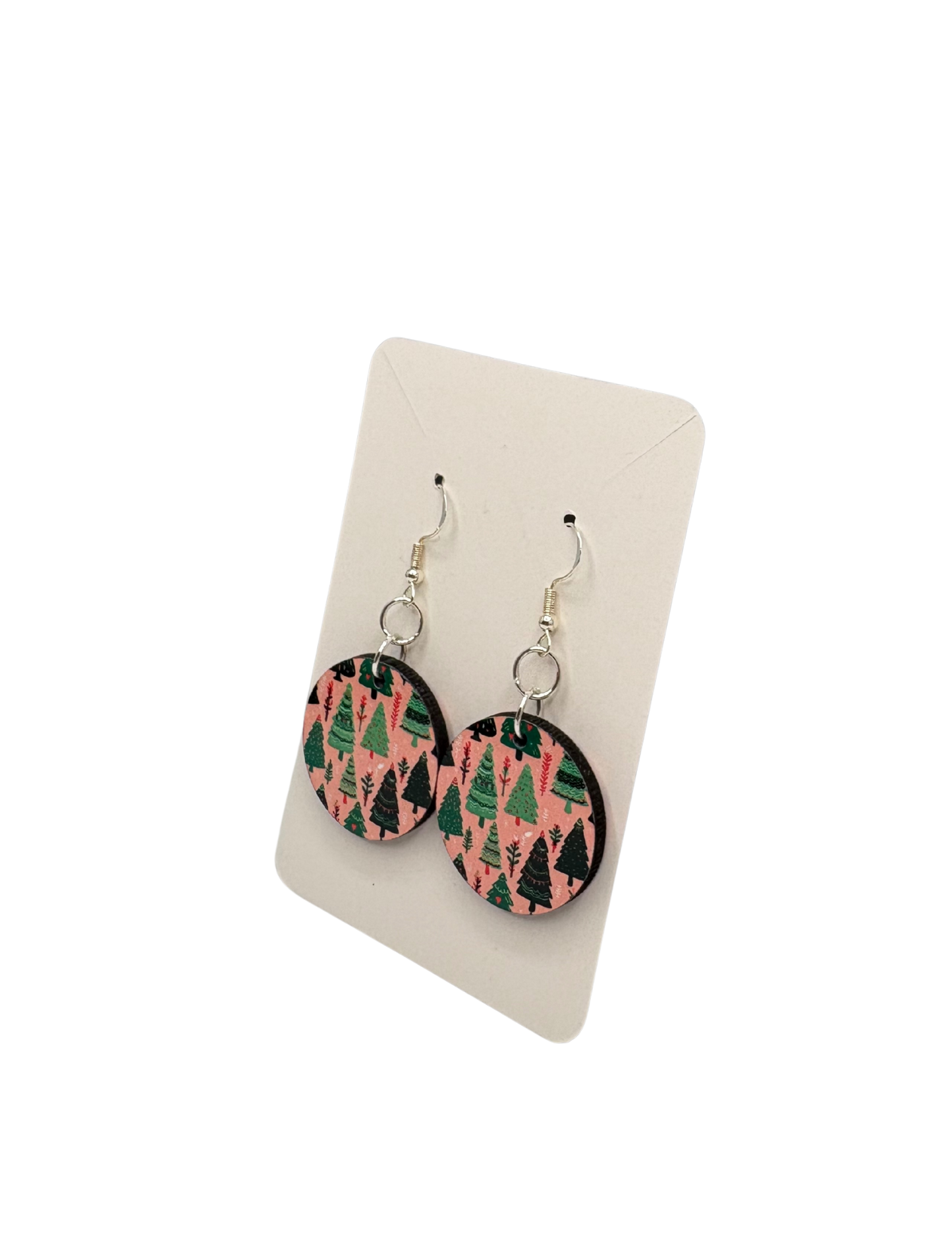 Pink Christmas Circle Earrings