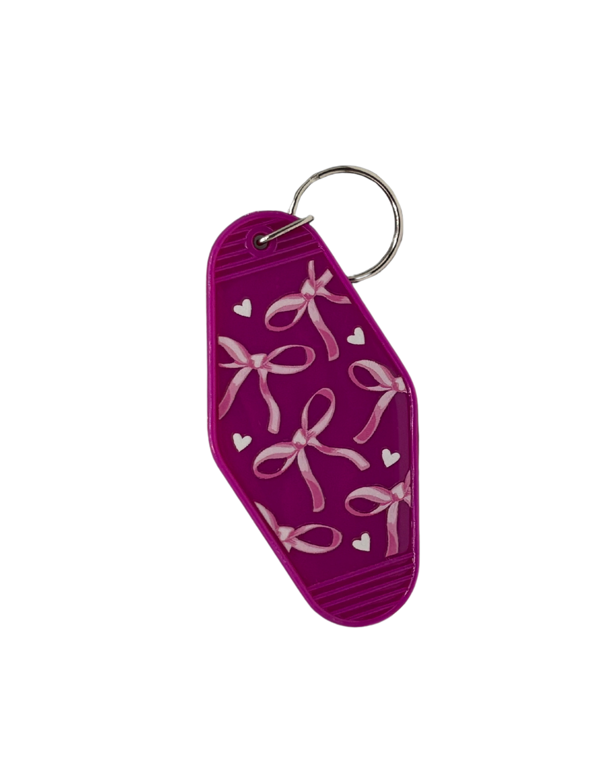 Pink Bow Retro Motel Keychain Magenta