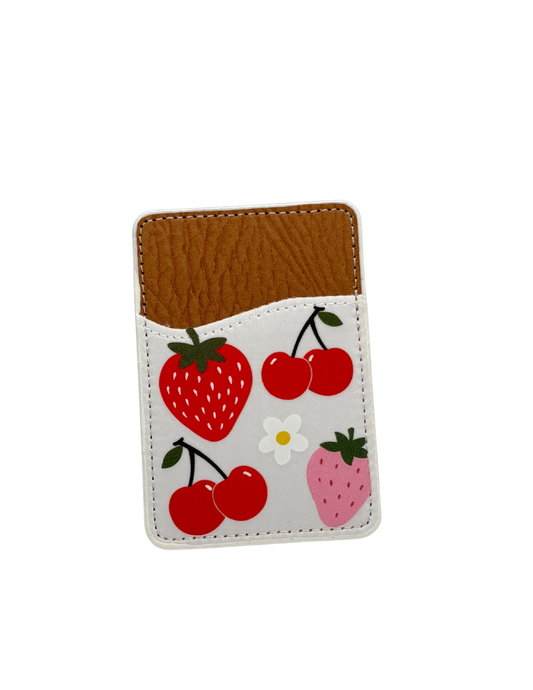 Strawberry and Double Cherry Adhesive Phone Case Card Holder