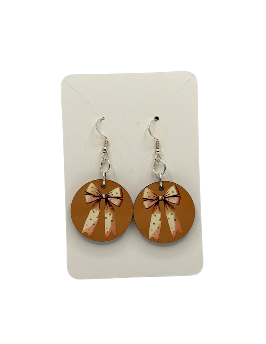 Tan Polka Dot Circle Earrings