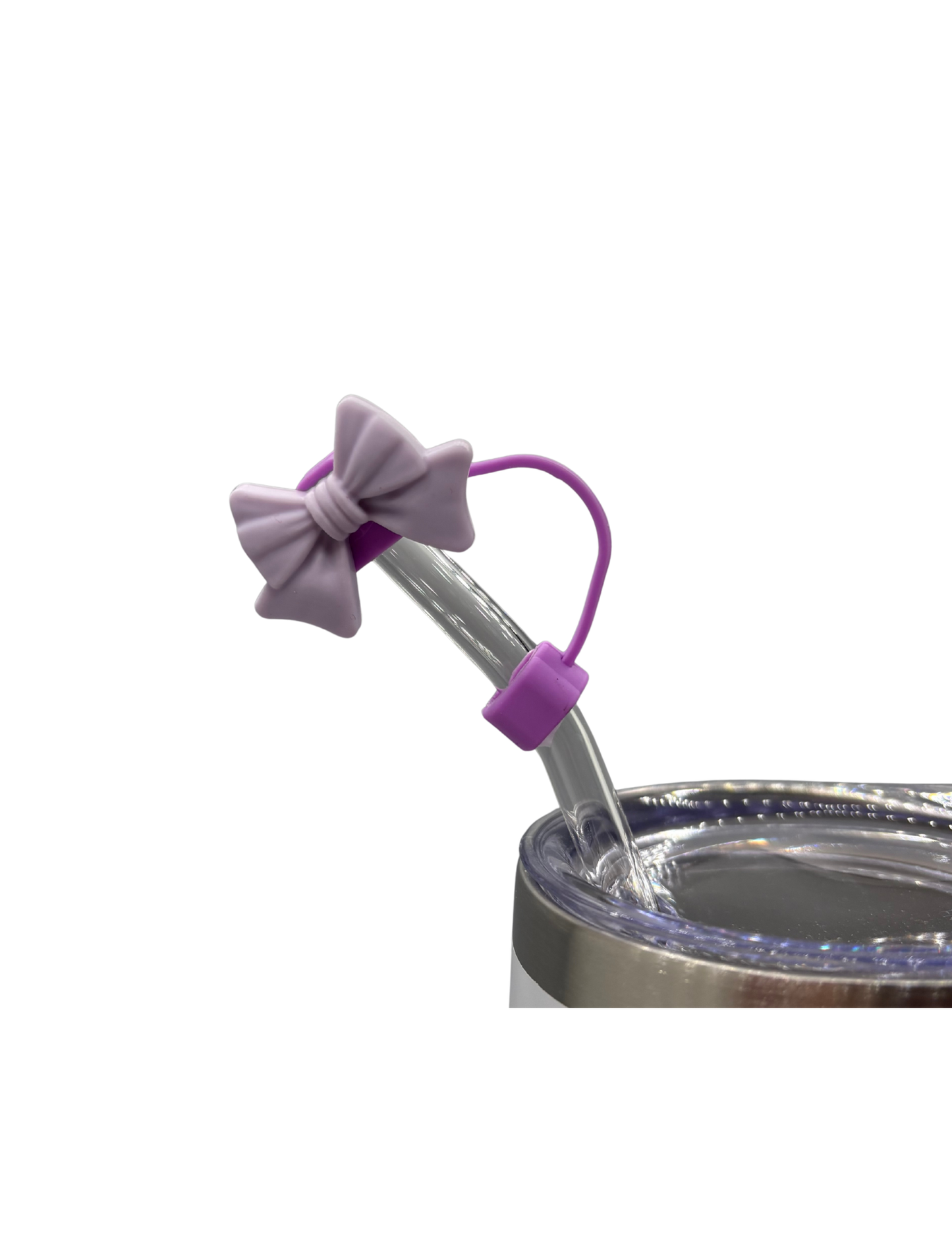 Purple Bow Straw Topper