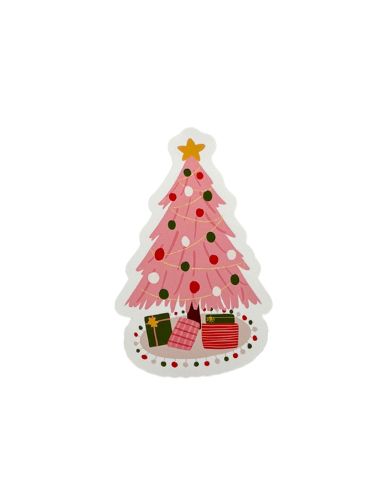 Pink Christmas Tree Vinyl Sticker Bundle (2 Pack) 3"