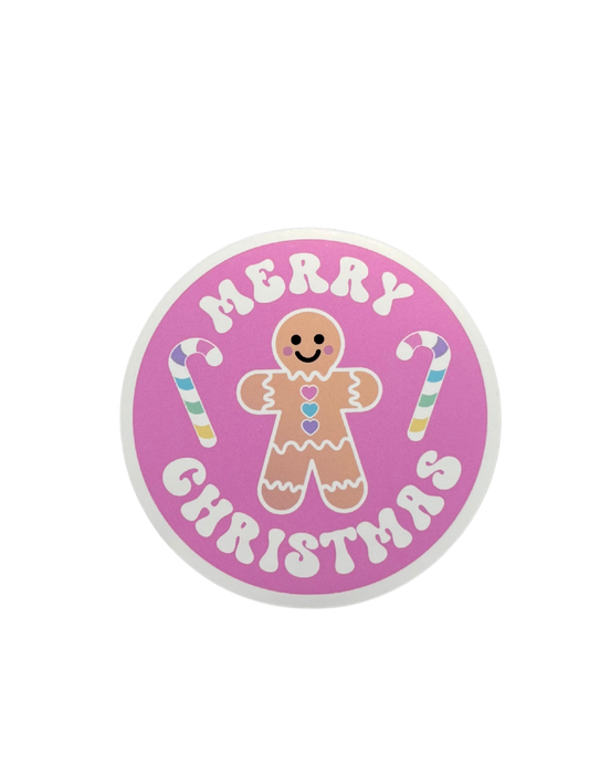 Merry Christmas Gingerbread Pink Vinyl Sticker Bundle (2 Pack)