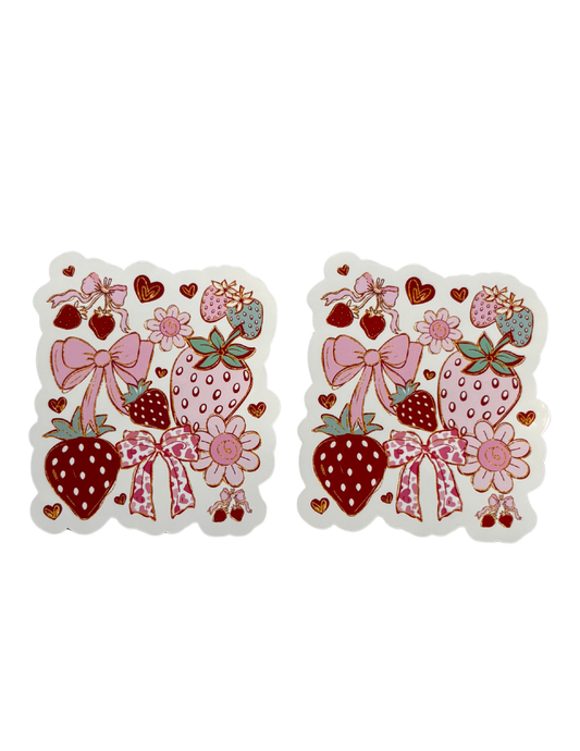 Strawberries and Bows Sticker Bundle (2 Pack)