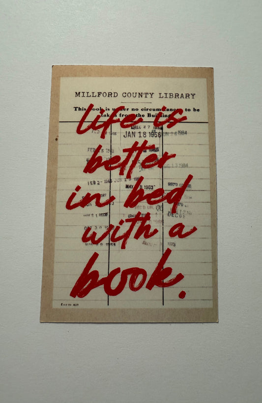 Life Is Better In Bed With A Book Library Card Vinyl Sticker (Pack of 2)