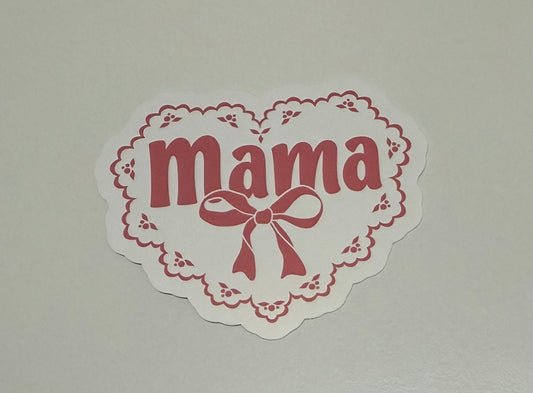 Mama Bow In Heart (All Pink) Vinyl Sticker (Pack of 2)