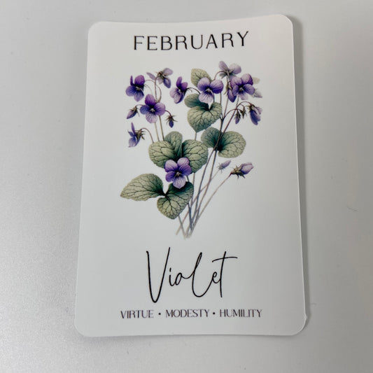 3" February Flower Violet Vinyl Sticker (Pack of 2)