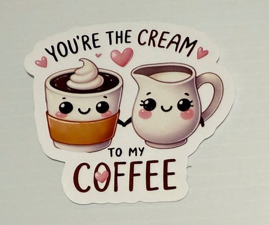 3" Cream To My Coffee Vinyl Sticker (Pack of 2)