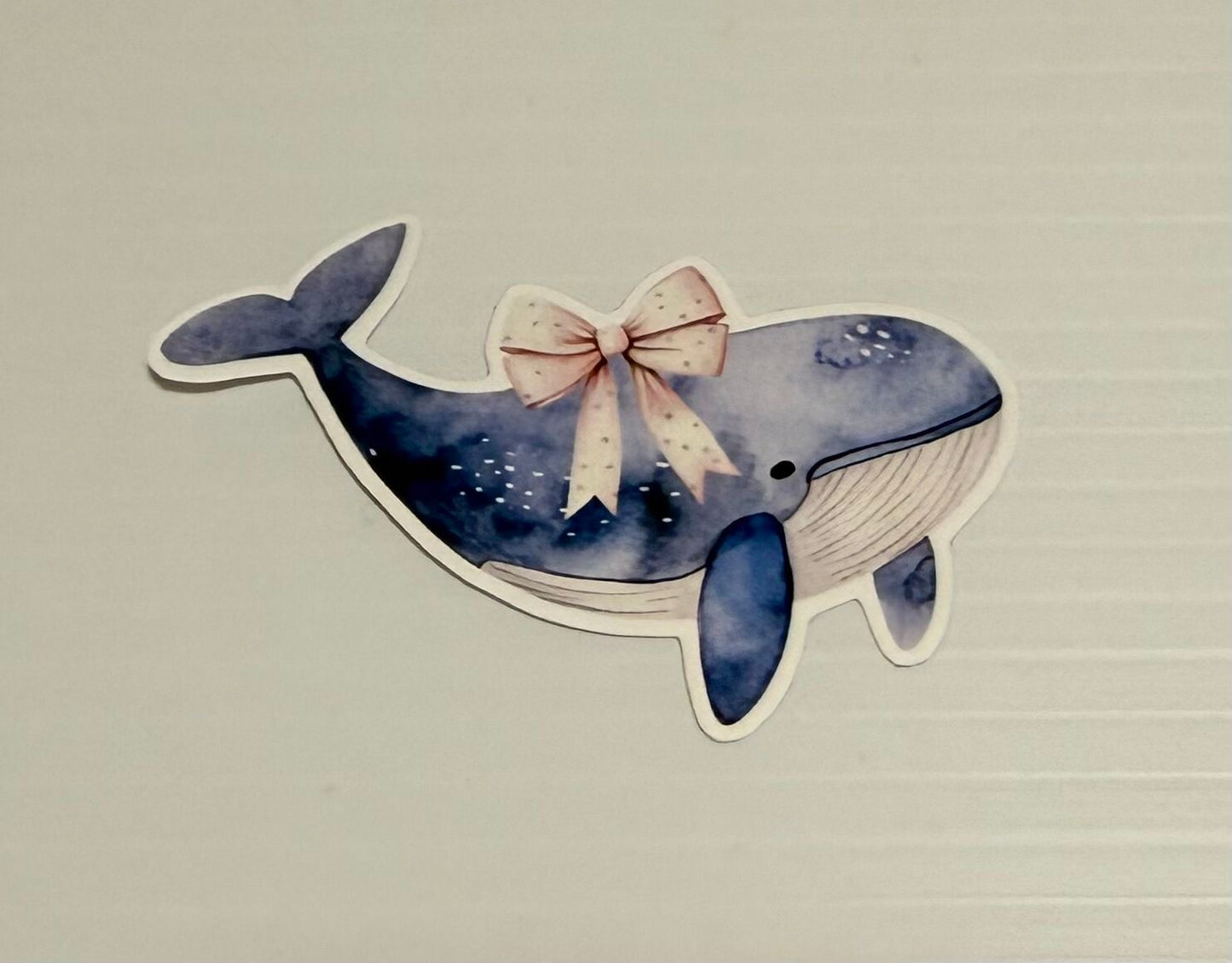 3" Whale with Bow Vinyl Sticker (Pack of 2)