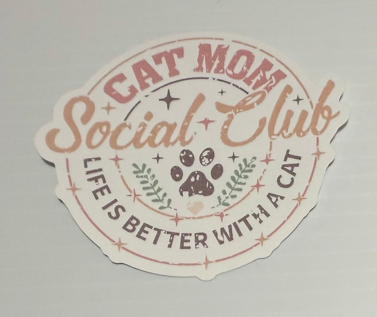 3" Cat Mom Social Club Vinyl Sticker (Pack of 2)