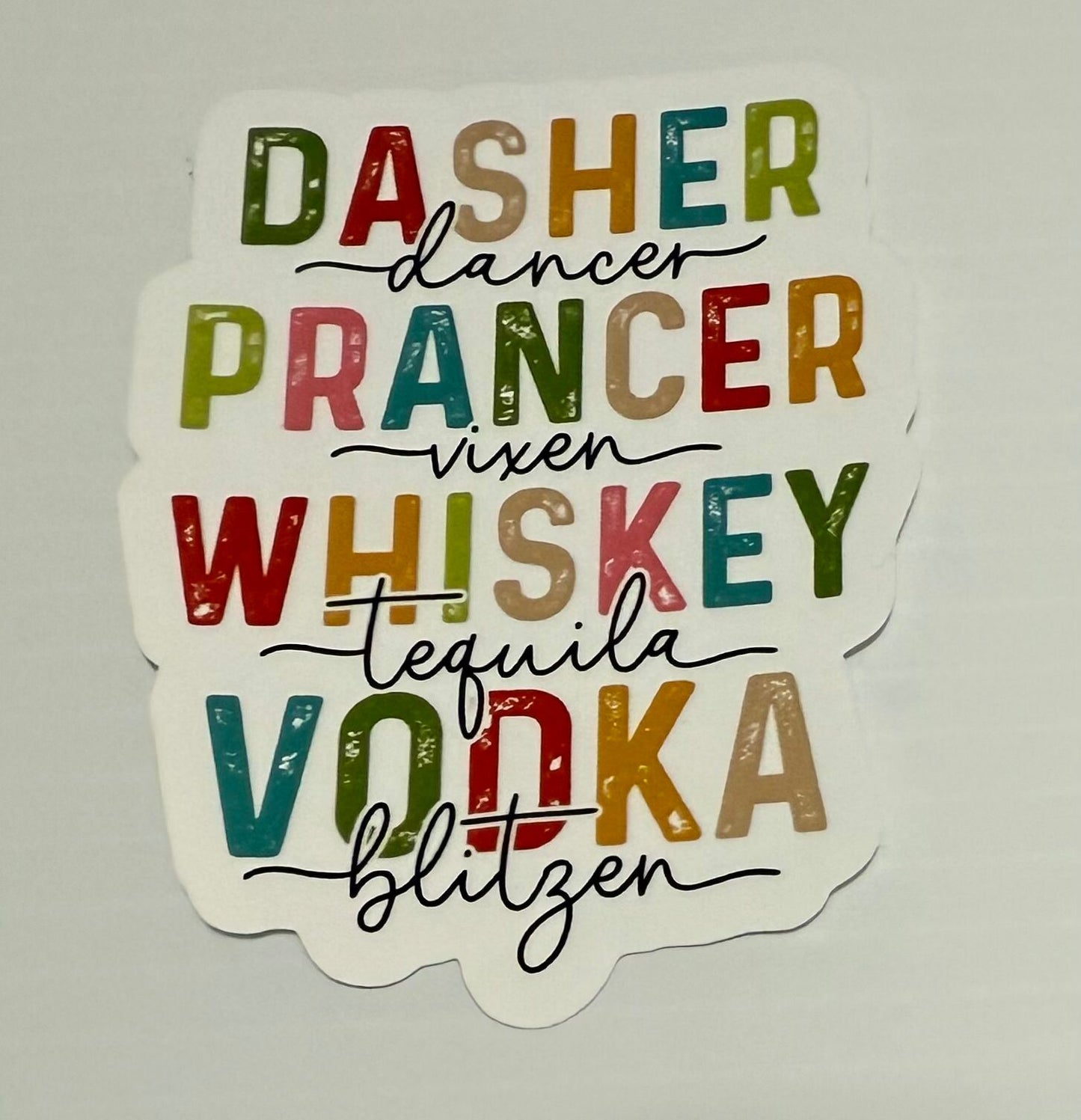 3" Christmas Reindeer Liquor Vinyl Sticker (Pack of 2)