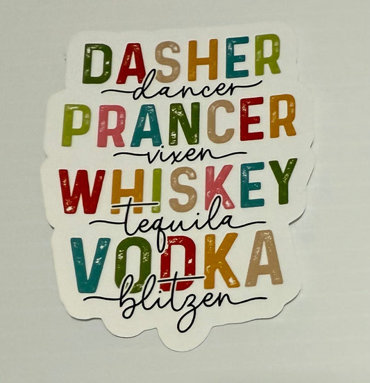 3" Christmas Reindeer Liquor Vinyl Sticker (Pack of 2)