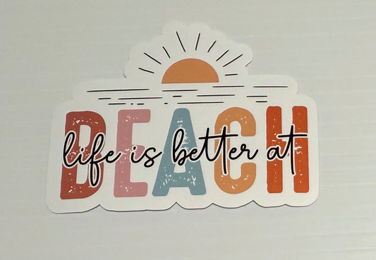 3" Life is Better at the Beach Vinyl Sticker (Pack of 2)