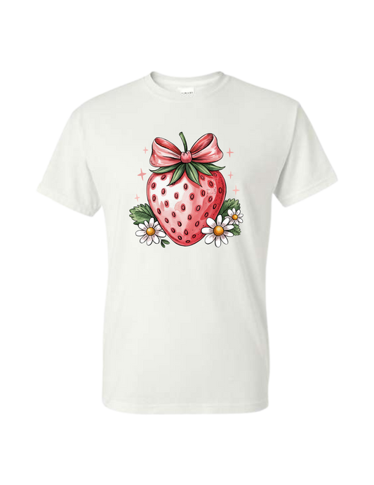 Strawberry Daisy Pink Bow T-Shirt