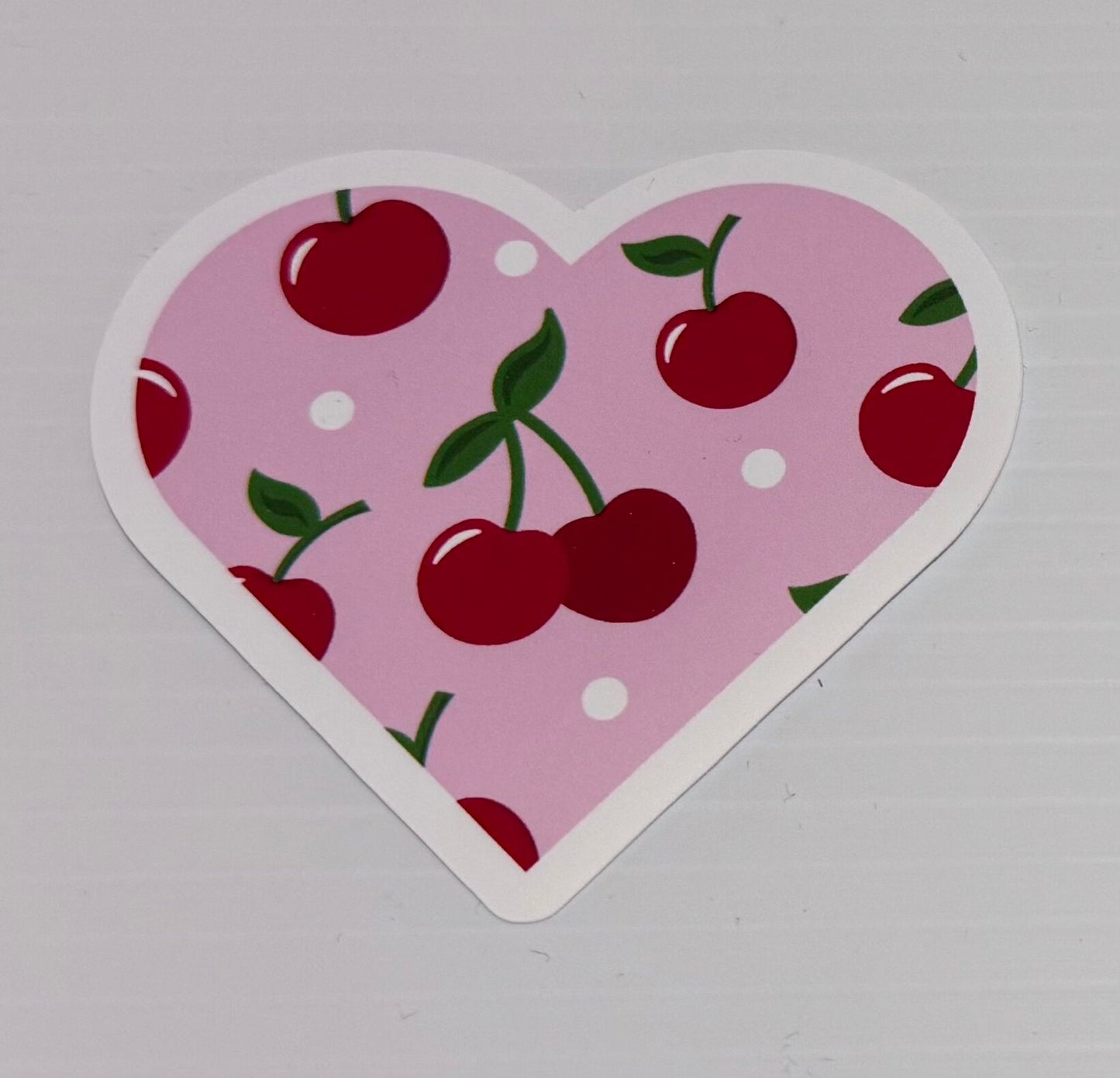 3" Pink Cherry Heart Vinyl Sticker (Pack of 2)