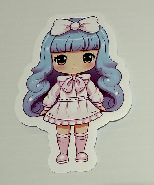 3" Mila Girl Pink Bow Vinyl Sticker (Pack of 2)