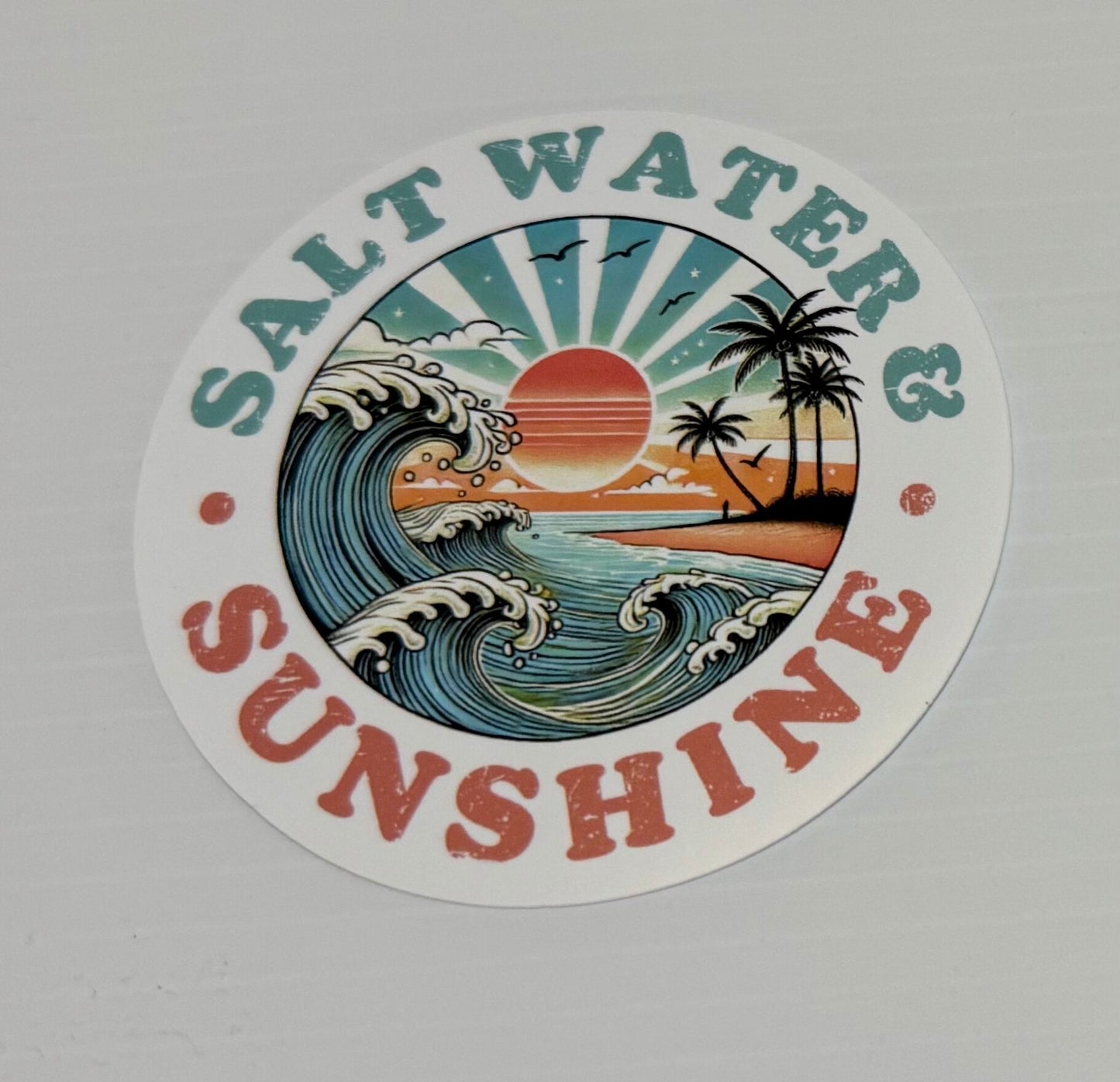 3" Saltwater and Sunshine Vinyl White Sticker (Pack of 2)