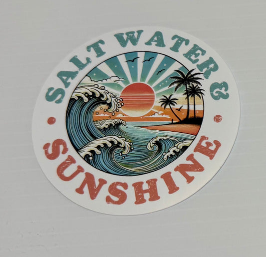 3" Saltwater and Sunshine Vinyl White Sticker (Pack of 2)