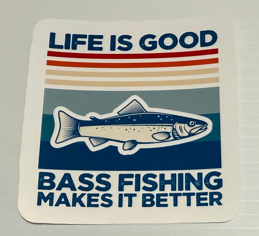 3" Bass Fishing Vinyl Sticker (Pack of 2)