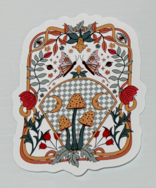 3" Butterfly Mushroom Vinyl Sticker (Pack of 2)